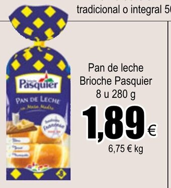 FROIZ Pan de Leche Brioche Pasquier 8 u 280g oferta