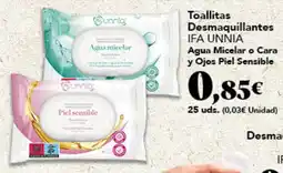 Gadis Ifa unnia toallitas desmaquillantes agua micelar o cara y ojos piel sensible oferta