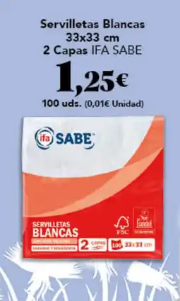 Gadis Ifa sabe servilletas blancas 2 capas oferta