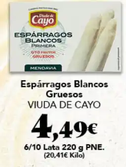 Gadis Viuda de Cayo espárragos blancos gruesos oferta