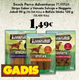 Gadis Purina snack perro adventuros strips sabopr a venado salvaje o nuggets jabali oferta