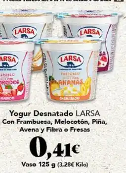 Gadis Larsa - yogur desnatado con frambuesa, melocoton, pina, avena y fibra o fresas oferta