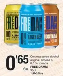 SPAR Fragadis Free damm - cervesa sense alcohol original, llimona o 0.0 % torrada oferta