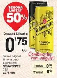 SPAR Fragadis Schweppes - tònica original, llimona, zero o pink zero oferta