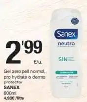 SPAR Fragadis Sanex - gel zero pell normal, pro hydrate o dermo protector oferta