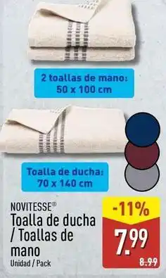 ALDI Novitesse - toalla de ducha/toallas de mano oferta