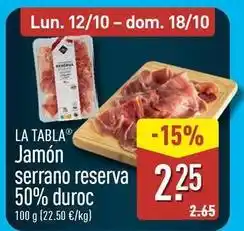 ALDI La tabla - jamón serrano reserva 50% duroc oferta