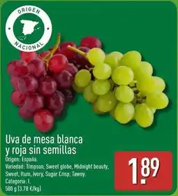 ALDI Uva de mesa blanca y roja sin semillas oferta