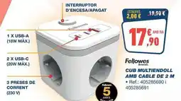 Bureau Vallée Fellowes - cub multiendoll amb cable de 2 m oferta