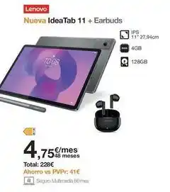 Orange Lenovo - ideatab 11 + earbuds oferta