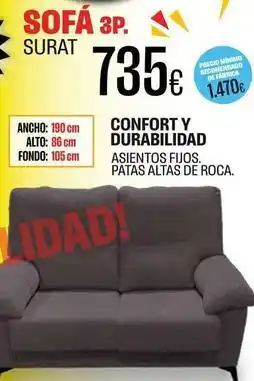 Hipo Gegant Confort - sofá 3p. surat oferta