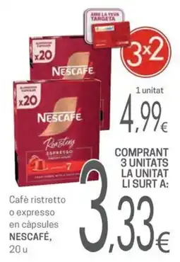 Valvi Supermercats Nescafe cafe ristretto o expresso en capsules oferta