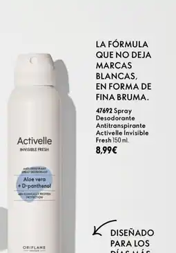 Oriflame Spray desodorante antitranspirante activelle invisible fresh oferta