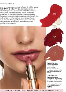 Oriflame Oriflame Barra de Labios Iconic Satin SPF 15 Giordani Gold oferta
