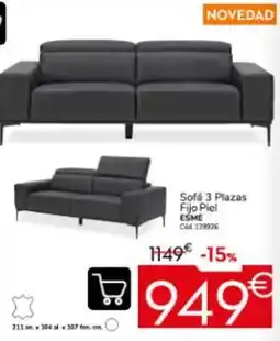 Conforama Sofa 3 plazas fijo piel oferta