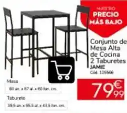 Conforama Conjunto de mesa alta de cocina 2 taburetes oferta