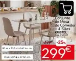 Conforama Conjunto de mesa de comedor + 4 sillas oferta