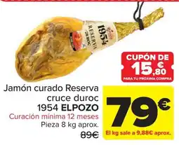 Carrefour Elpozo jamón curado reserva cruce duroc 1954 oferta