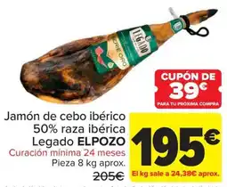 Carrefour Legado Elpozo jamón de cebo ibérico oferta