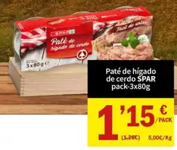 SPAR SPAR paté de hígado de cerdo oferta