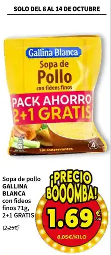 SPAR Gallina Blanca sopa de pollo con fideos finos oferta