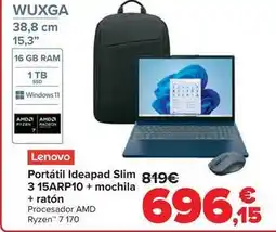 Carrefour Lenovo - portatil ideapad slim 3 15arp10 + mochila + raton oferta