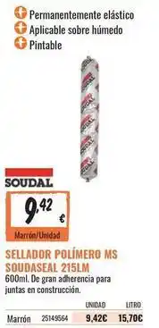 Obramat Soudal - sellador polimero ms soudaseal oferta