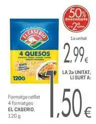 Valvi Supermercats El caserío - formatge ratllat 4 formatges oferta