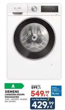 Worten Siemens - lavadora roupa wg5402se15 oferta