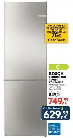 Worten Bosch - frigorifico combi kgn362cf oferta