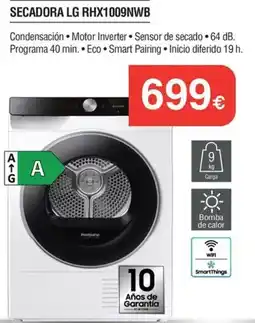 Milar Secadora lg rhx1009nwb oferta