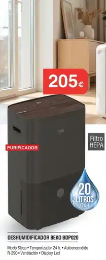 Milar Beko deshumidificador bdp020 oferta