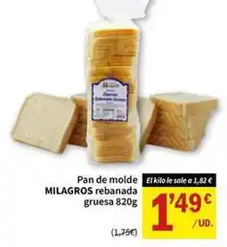 SPAR Milagros - pan de molde rebanada gruesa oferta