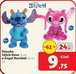 Alcampo Disney - peluche stitch reno o ángel navidad oferta
