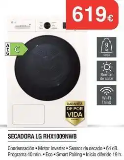 Milar Lg - secadora rhx1009nwb oferta