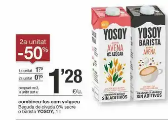 BonpreuEsclat 2a Unitat -50% Beguda De Civada 0% Sucre O Barista Yosoy oferta