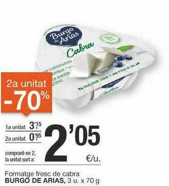 BonpreuEsclat 2a Unitat -70% Formatge Fresc De Cabra Burgo De Arias oferta