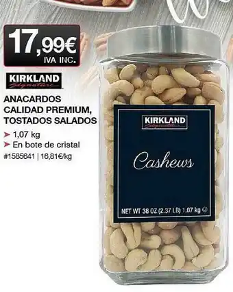 Costco Kirkland Anacardos Calidad Premium Tostados Salados oferta