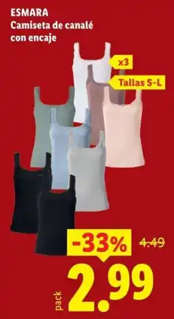 Lidl Esmara camiseta de canalé con encaje oferta