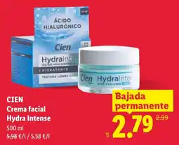 Lidl Cien crema facial hydra intense oferta