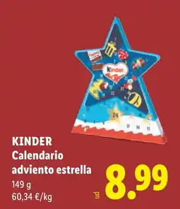 Lidl Kinder calendario adviento estrella oferta