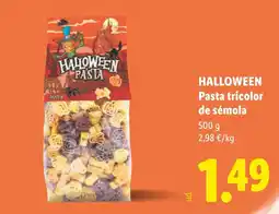 Lidl Halloween pasta tricolor de sémola oferta