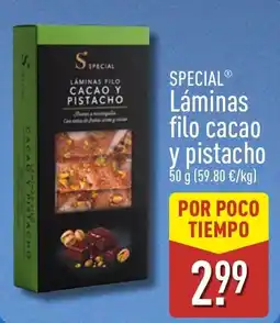 ALDI Special láminas filo cacao y pistacho oferta
