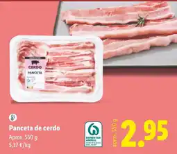 Lidl Panceta de cerdo oferta