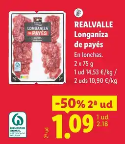 Lidl Realvalle longaniza de payés oferta