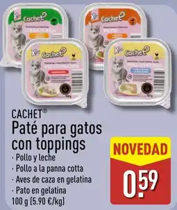 ALDI Cachet paté para gatos con toppings oferta