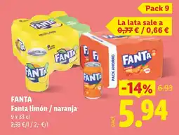 Lidl Fanta Fanta limón / naranja oferta