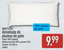 ALDI Novitesse almohada de plumas de pato oferta