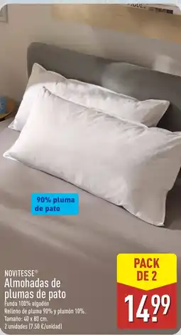 ALDI Novitesse almohadas de plumas de pato oferta