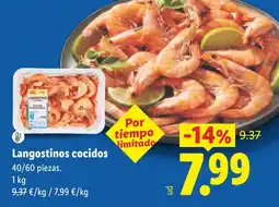 Lidl Langostinos cocidos oferta